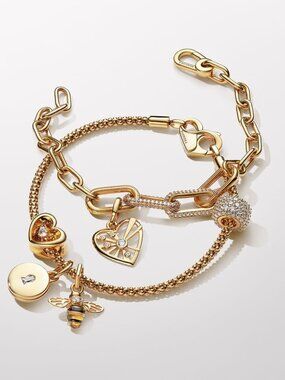 Oval link Pandora Bracelet Silver Gold Rose